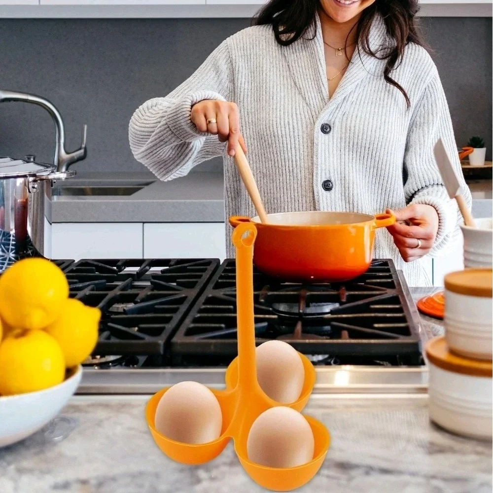 3 Hole Egg Holder Silicone Egg Steamer Home Cooking Utensils High Eggs Ware Tray